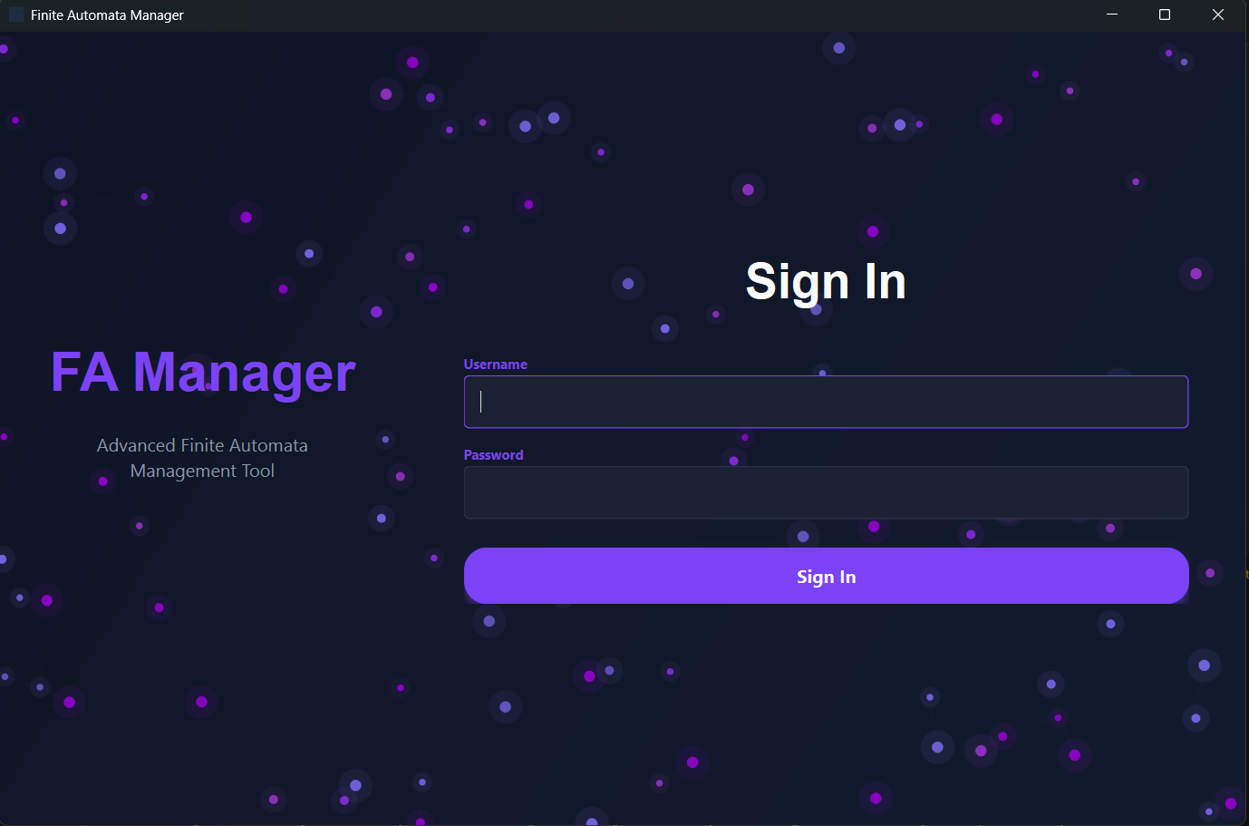 Finite Automata Manager with Authentication